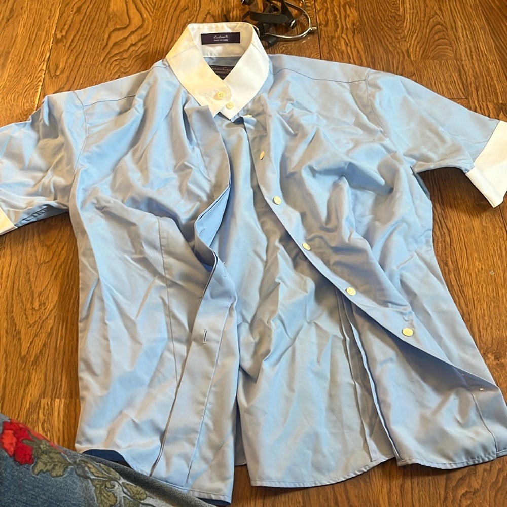 Essex Classics Equestrian  short  Sleeve blue  Show Shirt Women's M